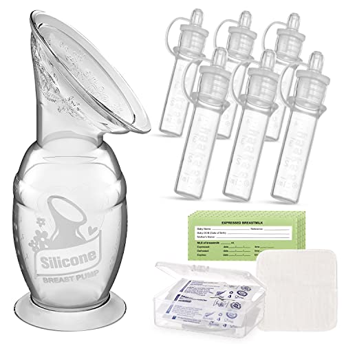 Image of haakaa Manual Breast Pump 5oz/150ml & Silicone Colostrum Collector Kit Ready-to-Use Pack (0.1oz/4ml, 6pcs)