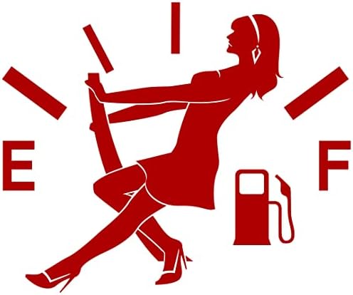 Murimt Funny Car Stickers, Fuel Gage Cap Car Decals, High Gas Consumption Fuel Tank Cover Stickers for Women, Funny Fuel Gage Empty Decal for Cars, Trucks, Motorcycle, SUV (Red/Matome Girl)