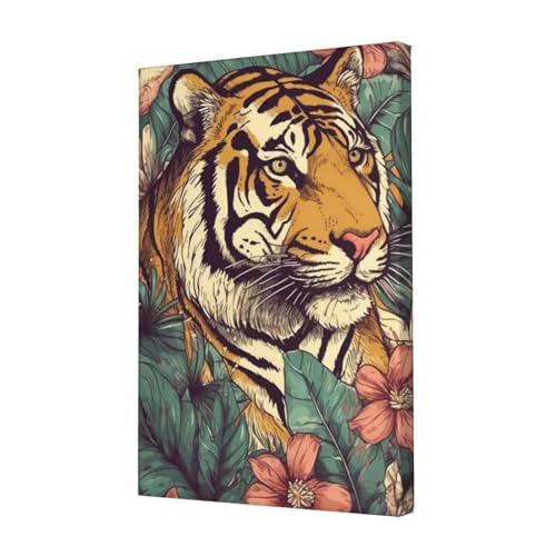 Impression sur toile tigre tropical pour décoration murale de bureau