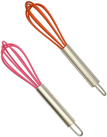 Mini Whisks 6 inch 2Pcs Stainless Whisk+silica gel, Hand Egg Mixe...