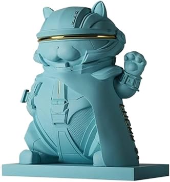 Lucky Cat,Chinese Feng Shui Fortune Waving Cat, Chinese Feng Shui Resin Lucky Cat Figure Maneki Neko Fortune Cat Lucky Charm Statuette for Home Office and Shop DecorationBlue