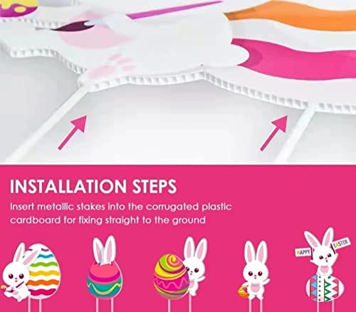5Pcs Easter Decorations Outdoor Easter Yard Large Signs With Stakes Yard Signs Outdoor Decal For Easter Yard Lawn Signs Party Decorations Rabbits Chicken Flower Egg Basket Waterproof Easter Garden Decals (5Pcs) #TOP2