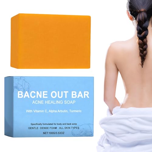 Back Ac-ne Soap Bar, Clear Skin Soap Bar Turmeric C & Alpha Body Cleanser, Ex-foliating Bars Natural Ac-ne for Back, Chest & Shoulder Care & Daily Shower Use