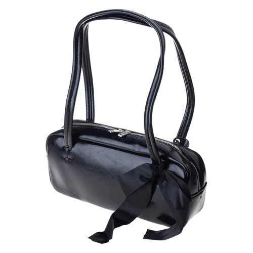 Bwuikim Bolso de mano coreano contemporáneo para mujer, con lazos, de piel sintética, informal, para llevar en las axilas