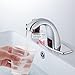 Automatic Touchless Bathroom Sink Faucet Commercial Sensor Motion Activated Hands Free Basin Auto Tap with Deck Cover Plate Battery Operated Temperature Valve Water Saving Modern Stylish（Chrome）