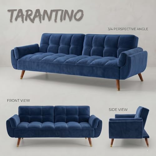 Image of Tarantino 3-Seater Convertible Sofa Cum Bed | Modern Tufted Upholstered Folding Sleeper Sofa for Living Room | High-Density Foam Comfort | Space Saving Couch Bed for Home (Blue)