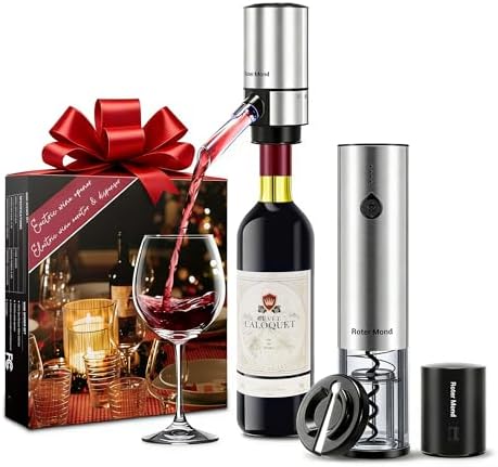 Electric Wine Opener Set, Roter Mond Automatic Wine Bottle Opener set with Electric Wine Decanter Aerator Wine Foil Cutter 2 Vacuum Stoppers, 5-in-1 Wine for Home Party Thanksgiving Christmas New Year