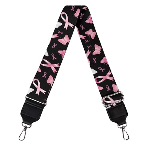 Image of GLENLCWE Pink Ribbon Purse Strap Replacement Crossbody Wide Shoulder Strap Adjustable Canvas Straps Handbag Strap Replacement Belts