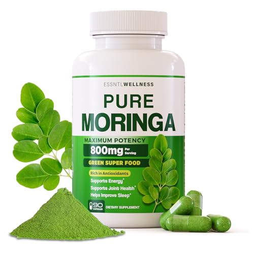 Moringa Capsules 800mg – Pure Moringa Powder Capsules Superfood for Energy, Immunity, Skin, Joint,