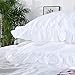 QSH White Ruffle Duvet Cover Queen Washed Cotton Farmhouse Shabby Boho Chic Bedding Comforter Quilt Cover 3 Pieces Vintage Aesthetic French Country Queen Bed Set Extra Soft Breathable