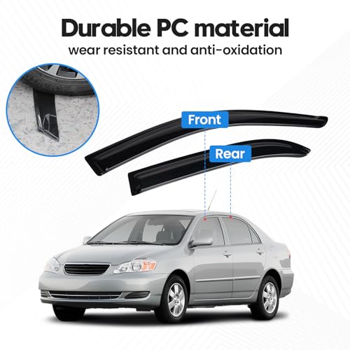Image of Corolla Rain Guards - Window Visors for Toyota Corolla 2003-2008, Out-Channel Side Window Rain Guards for Corolla Accessories, 4PCS, Black, Car Accessories