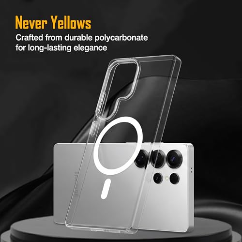 Image of Zapcase Back Case for Samsung Galaxy S25 Ultra 5G | Slim Lifetime Anti-Yellow Crystal-Clear Cover with Elevated Camera Protection & MagSafe Compatibility | Premium German Polycarbonate | Clear