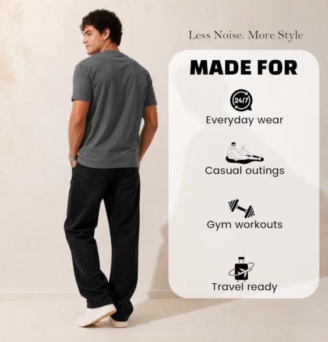 Image of Sleepynuts Men's Everyday Wear Crew Neck Regular Fit T-Shirt | Half Sleeve Solid Plain Casual T-Shirt for Men | Soft Breathable Fabric |