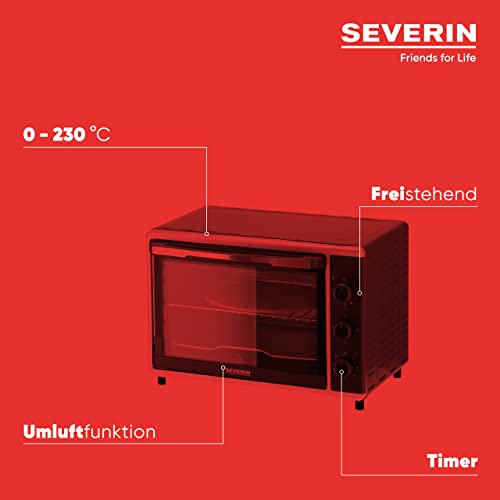 Severin TO 2058 Mini-oven, 1800 watt, inhoud 42 liter, hete luchtfunctie, zwart-zilver - Image 5