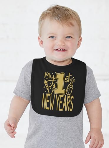 Aiden's Corner Cute Handmade Holiday Baby 1st New Year Bibs - Infant Boy Girl Gold Flake My First New Years Bib