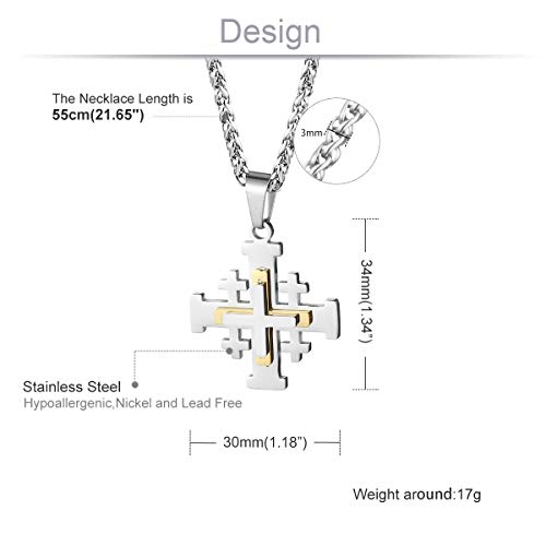 COTTVOTT Stainless Steel Jerusalem Crusaders Cross Pendant Necklaces Women Men Medieval Jewelry4