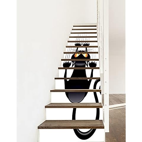 A.Monamour 3D Black Cat Stair Stickers Cover