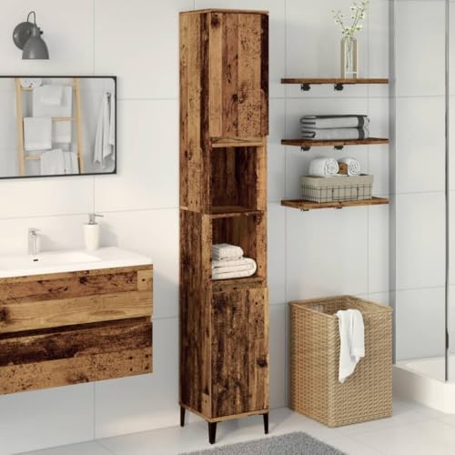 Xichuzi Armario de baño Madera de ingeniería Envejecida 30x30x190 cm, Muebles para Baño, Armario Baño, Mueble Baño Auxiliar, Columna Baño, Auxiliares para Baños - 857105