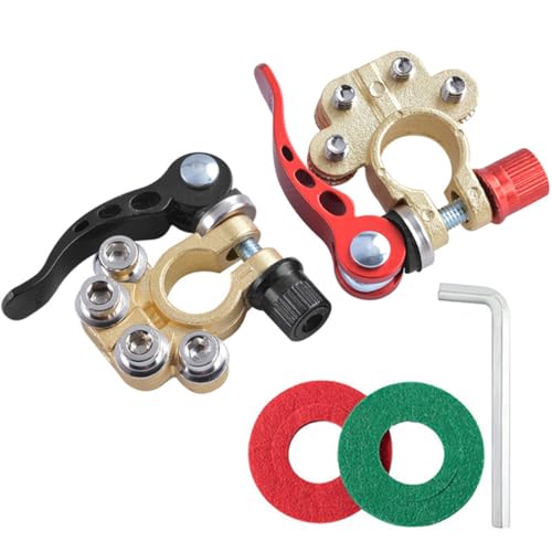 2 Conectores de Terminal Bateria Dourado Com Engate Rápido Automotivo Para Carro Automovel Conector Duplo Polo Trava