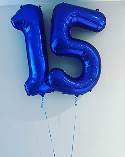 Image of 40 Inch Navy Blue 16 Number Balloons Giant Jumbo Huge 16 or 61 Foil Mylar Helium Number Digital Balloons Dark Blue Birthday Mylar Digital Balloons 16th Birthday Anniversary Events Party Decorations