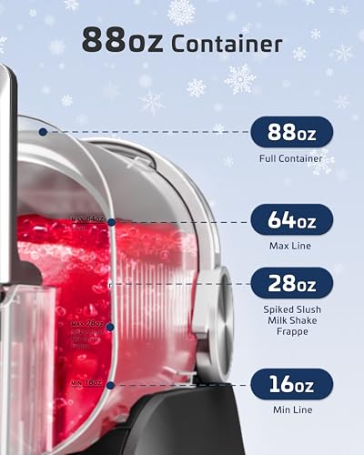 Slushie Machine, No Ice Needed, 88 oz Slushie Machine for Home with Dust Cover, Professional Frozen Drink Maker, 7 Preset Programs+Rinse, Frozen Margaritas, Frappés, Milkshake, and More