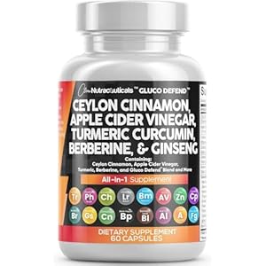 Clean Nutraceuticals Ceylon Cinnamon Turmeric Apple Cider Vinegar Ginseng Berberine Plus Bitter Melon Gymnema Milk Thistle Fenugreek