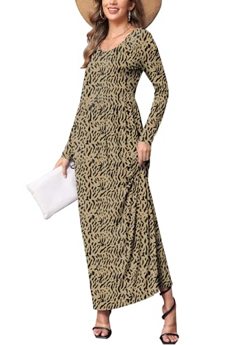 Image of EUOVMY Women's Long Sleeve Loose Maxi Dresses Casual Long Dresses with Pockets