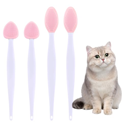 cobee 4Pcs Cat Acne Chin Treatment Cat Acne Brush Set Soft Silicone Cats Acnes Brush Set Cats Acnes Chin Treatment Double Sided Blackhead Exfoliation