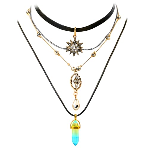 UV-BANS Gothic Layered Pendant Choker Necklaces for...