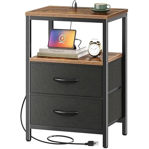 Huuger Nightstand with Charging Station Cover