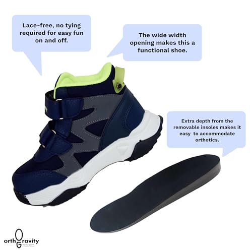 Orthopedic Comfort Kids High Top Sneakers, Wide Opening, Removable Inserts3