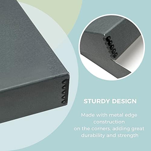 Golden State Art, Archival Storage Box, Acid-Free Drop Front Museum Box with Metal Edge for Storing Artwork Photos Documents Prints Arts And Crafts (Gray-9x12 Inches)