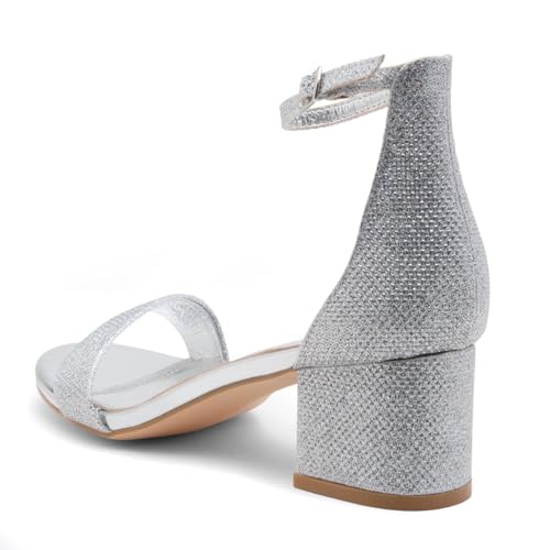 Image of Herstyle Low Block Heels for Women - 2.25 Inch Open Toe Chunky Heel Sandals with Dressy Ankle Strap for Wedding, Prom, Party & Office