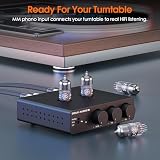 Douk Audio Przedwzmacniacz rurowy MM Phono-Step HiFi przedwzmacniacz stereo z filtrem dolnoprzepustowym, wyjście subwoofera