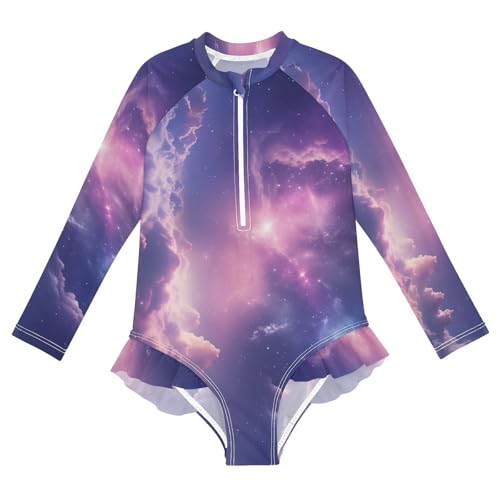 ALAZA Toddler Swimsuit Girl Bathing Suit Swimwear Rash Guard Cloudy Long Sleeve 3T