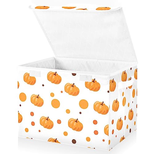 Panier de rangement pliable à couvercle citrouille d'automne pour organiser la maison