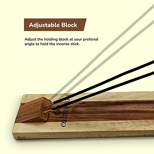 Rosewood Incense Holder for Sticks - 11 Inch Handmade Dual Incense Burners with Cone Holder | Beautiful Natural Wood Incense Stick Holder, for Meditation or Yoga Lovers
