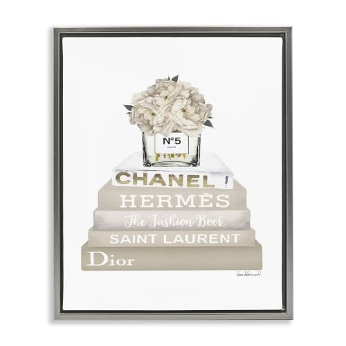 Image of Beige High Fashion Bookstack Glam, 16 x 20 Inch Canvas in Floater Frame