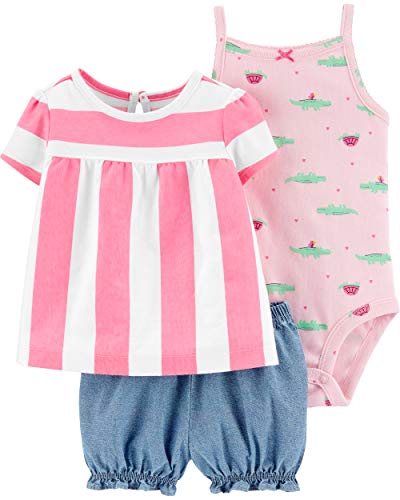 Carter's 3-Piece Little Short Set (Pink Striped, 9m)