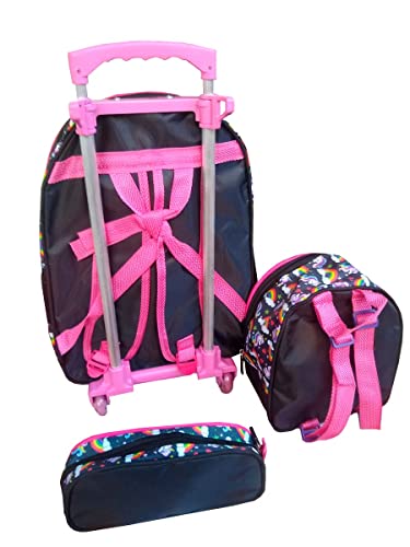 Kit Mochila Infantil com Rodinhas + Lancheira Térmica + Estojo Vários Personagens (Único, Unicórnio)