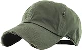 KBETHOS KBE-Vintage OLV Vintage Washed Cotton Baseball Cap, Olive