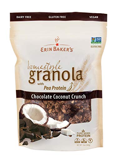 Erin Baker's Homestyle Granola, Chocolate Coconut Crunch, GlutenFree, Vegan, Ancient Grains, Non-GMO, Pea Protein, Granola Cereal, 12 Ounce Bag