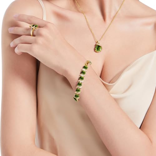 Image of LMXXVJ Fashion Tennis Bracelet Created Emerald White Gold Plated Charm Bracelet Gifts Jewelry for Women