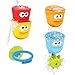 Yookidoo Baby Bath Toys - Fill 'N' Spill Set of Four Stackable Cups with Suction Cup Ring Holder and Water Wheel- Sensory Toy for Bath Time - Attaches to Any Bath Tub
