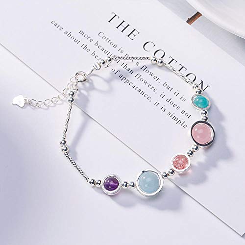 Bracelet S925 femme avec cristal de roche et aigue-marine pour harmoniser vos énergies