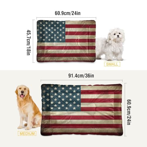 Image of Blueangle Vintage American Flag Pet Bed, Comfortable Bed Mat for Cat and Small Medium Dogs Puppy, 24x36in