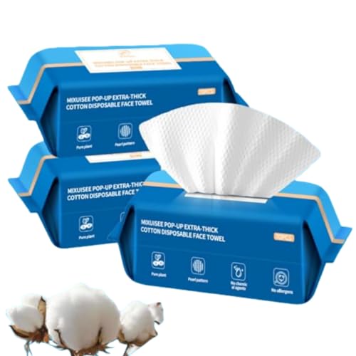 Image of MIXUISEE thick and soft face towels,Face towel disposable,100% cotton towel | Cotton fibers do not shed,Super thick 150%,Makeup removal and cleaning,Suitable for sensitive skin.(Extra thick 210 pieces)