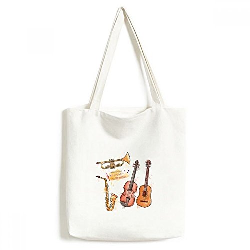 Sac fourre-tout lavable en toile écologique à motif d'instruments de musique