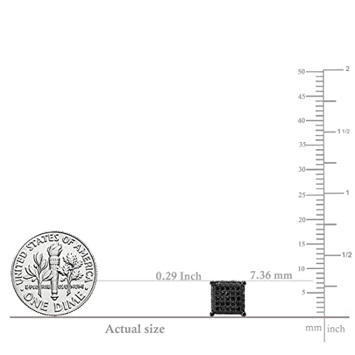 Dazzlingrock Collection Round Black Diamond Cube Shaped Unisex Stud Earrings (0.50 Ctw, Color Black, Clarity Opaque) In Black Plated 925 Sterling Silver In Screw Back #TOP4