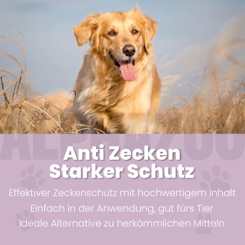 alphazoo ZeckAttack Zeckenspray für Hunde 100 ml - Natürlicher Zeckenschutz für Dein Hund mit Geraniol, Lavendel & Mandelöl, einfache Anwendung, sanft zur Hundehaut - Natürliche Inhaltsstoffe